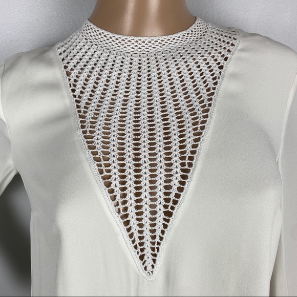 NEW A.L.C. WHITE CROCHET INSET SHIFT MINI DRESS - Picture 3 of 9